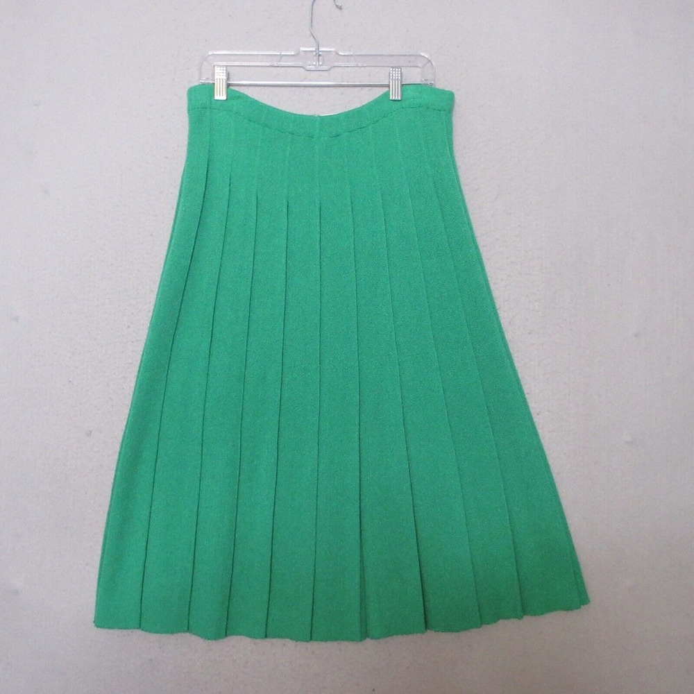 Vintage Lilli Ann Knits  10 Green Pleated Knit A Line Classic Old‎ Money